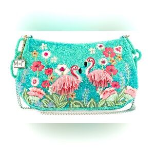🦩 NWT Mary Frances Flirty Flamingos Crossbody Beaded Bag 🦩
